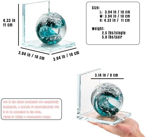 Glass Bookends / Book Ends / Blue