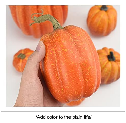 Halloween Autumn Harvest Festival 7 Artificial Pumpkins of Various Styles Decorate Rural Style Farmhouses Foam Pumpkins Thanksgiving Dinner Party Home Festival Autumn Decoration (Orange)