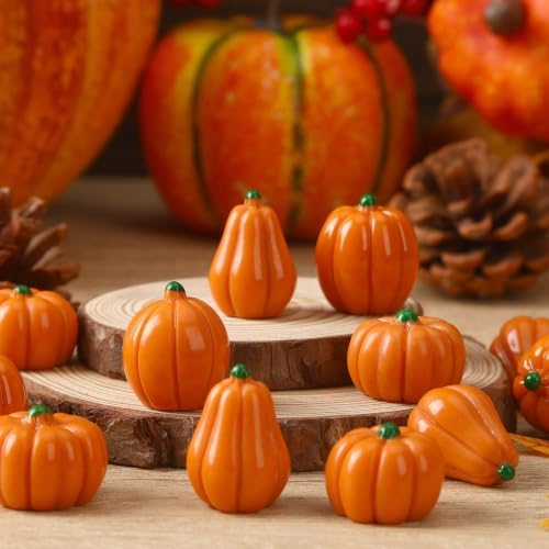 60Pcs Mini Artificial Pumpkins,Small Resin Pumpkins for Crafts