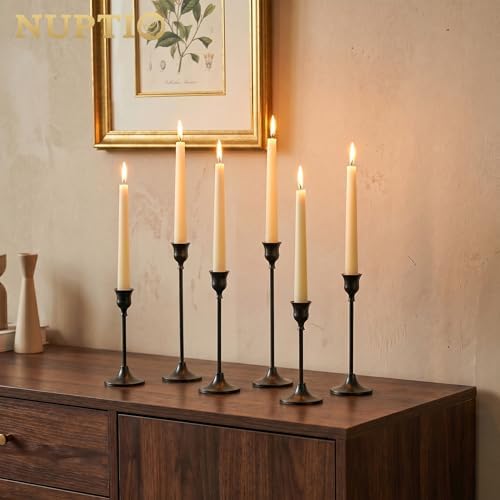 NUPTIO Black Candle Holder for Halloween: Aluminum Taper Candleholders