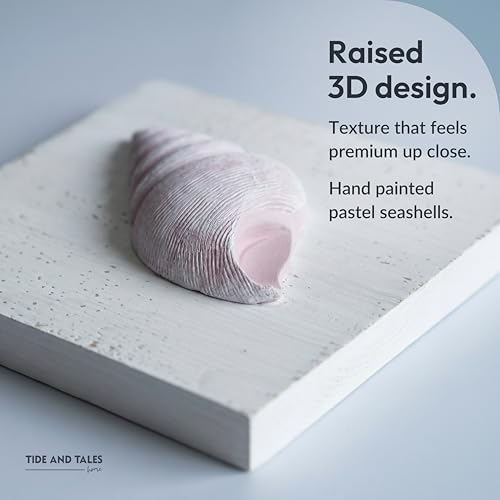 Tide and Tales 3D Seashell Wall Art, Coastal Bathroom Wall Decor, Set of 4