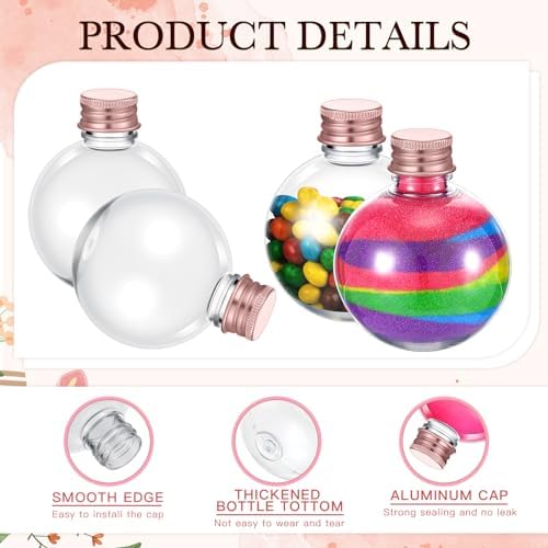 FoldTier 48 Pcs Plastic Potion Bottles with Caps,Rose Gold,Aluminum Cap