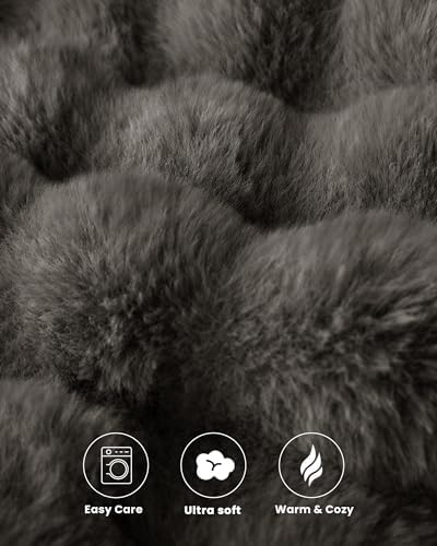 Ultra Soft Cozy Faux Fur Throw Blanket-Fuzzy Plush Thick Bubble Blanket, Fluffy Blanket for Couch, Sofa, Bedroom, and