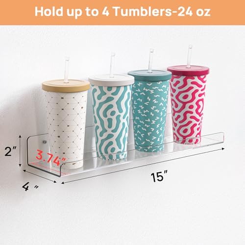 upsimples 4 Pcs 15" Acrylic Shelves for Wall Storage and Organizer, Clear