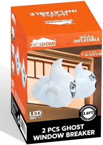 Joiedomi 2 Pcs Halloween Inflatables Outdoor Decorations, Halloween Blow Ups Ghost with Built-in LEDs, Cute Window Inflatable Ghost for Window Decorations