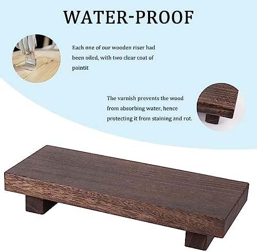 Small Wood Tray Pedestal Stand Farmhouse Bathroom Decor Decorative / Dark Brown / 8.7 x 3.6 x 1.6