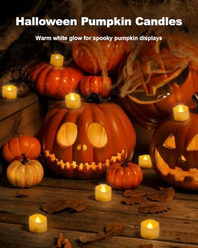 Homemory 50-Pack Flameless Tea Lights Candles Battery Operated, 200+ Hours