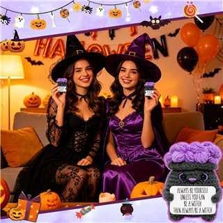 Halloween Decorations Cute Crochet Witch Cauldron Spooky Gift for Women