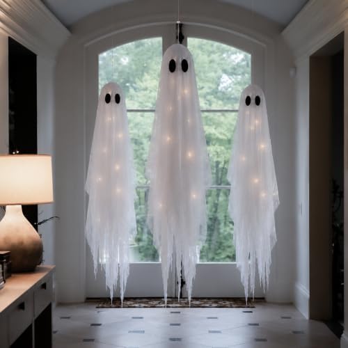 3 Packs Halloween Decorations Outdoor - Hanging Ghost Decor for Porch Yard
