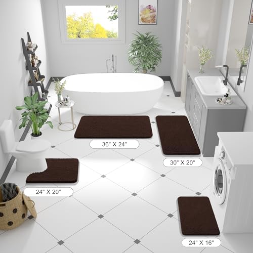 OLANLY Bathroom Runner Rugs 45x27, Extra Soft Absorbent Chenille Bath Rugs