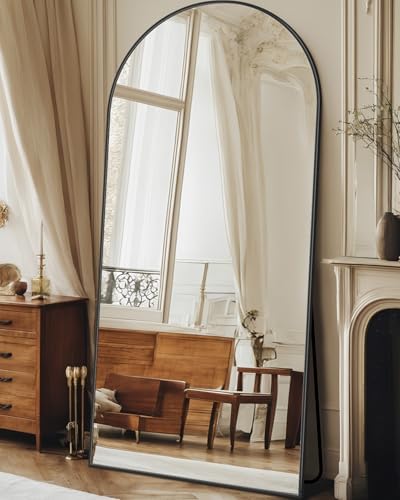 Antok 68" x26” Arched Full Length Mirror, Floor Mirror with Stand,Black
