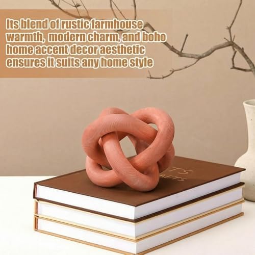 Yalikop 3 Link Wood Knot Decor Rustic Table Shelf Accents, Orange
