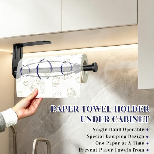 Paper Towel Holder, Paper Towel Holder Under Cabinet with Ratchet Mechanism
