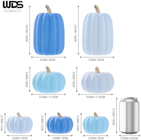 WDS WONDROUS Fall Pumpkin Decor Set of 7, Artificial Fake Pumpkins for Home