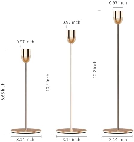 ChefBee 3PCS Gold Tall Taper & Pillar Candle Candlestick Holder