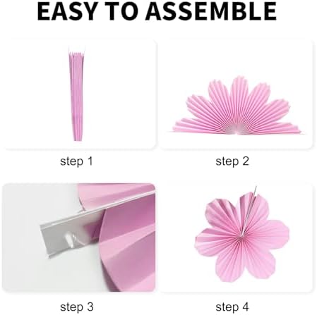 Paper Flowers Decorations for Wall Hot Pink Paper Flower Fan for Girl Party