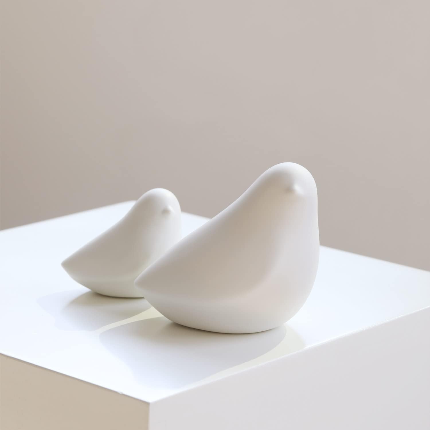 Ceramic Birds Figurines Small Birds Statues / White / Set of 2