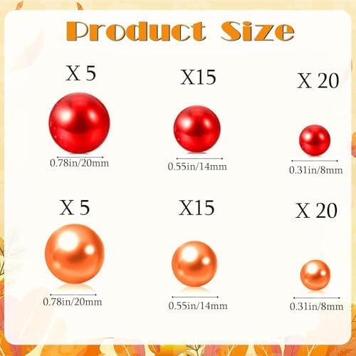 190PCS Thanksgiving Vases Fillers, Orange Red Beads Faux Pumpkin Maple Leaf Table Party Festive Decoration(Pumpkin Maple Leaf Set)