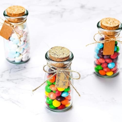 Otis Classic Small Glass Jars with Lids – Set of 12 Mini Glass Bottles with Corks for Halloween Decorations Fall Décor Wedding & Party Favors, Halloween DIY Crafts, Potions, Spices & Candy, 3.4 oz