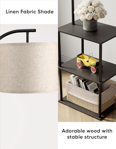 PARTPHONER Floor Lamp with Table, Night Stand with Lamp, Narrow Side Table with 3CCT LED Bulb, Small Coffee Table