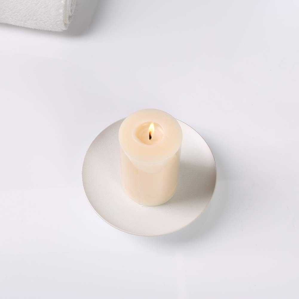 Iron Plate Candle Holder / White / Set of 3