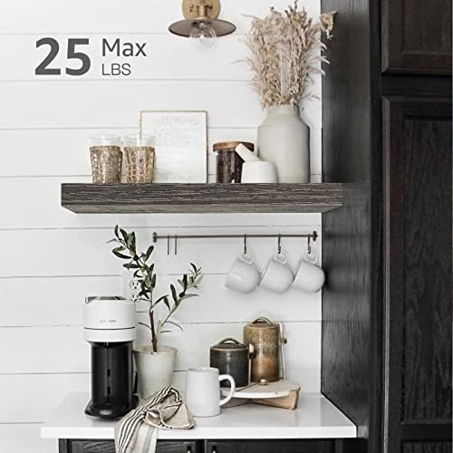 QEEIG Floating Shelves for Wall Small Shelf (Grey, Set of 3, 15.7" x 6.7")