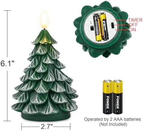Christmas Tree Candles with 6H Timer Green