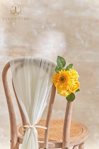 TINGE TIME 23pcs Artificial Flower Combo, Bright Yellow Gerbera Daisy Rose