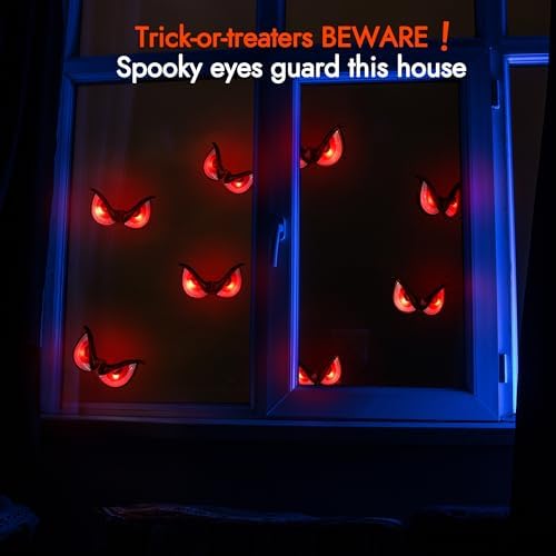 WBao Halloween Decorations Outdoor Flashing Spooky Halloween Eyes Lights, Realistic Glowing Eyes with 3 Light Modes & Timer, Waterproof Battery Operated Eyes for Windows, Trees, Graveyard Decor, 5Pack