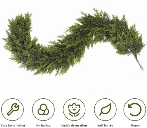 2 Pack 6Ft Christmas Garland, Real Touch Cedar Garland