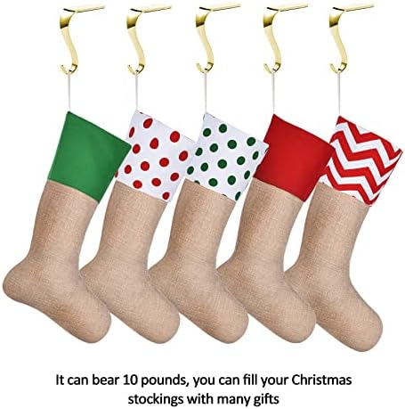 Sunshane 5 Pieces Christmas Stocking Holders Mantel Hanger Hooks Xmas Mantle Grips Set Safety Hang Stocking Clips for Christmas Party Decoration (Gold)