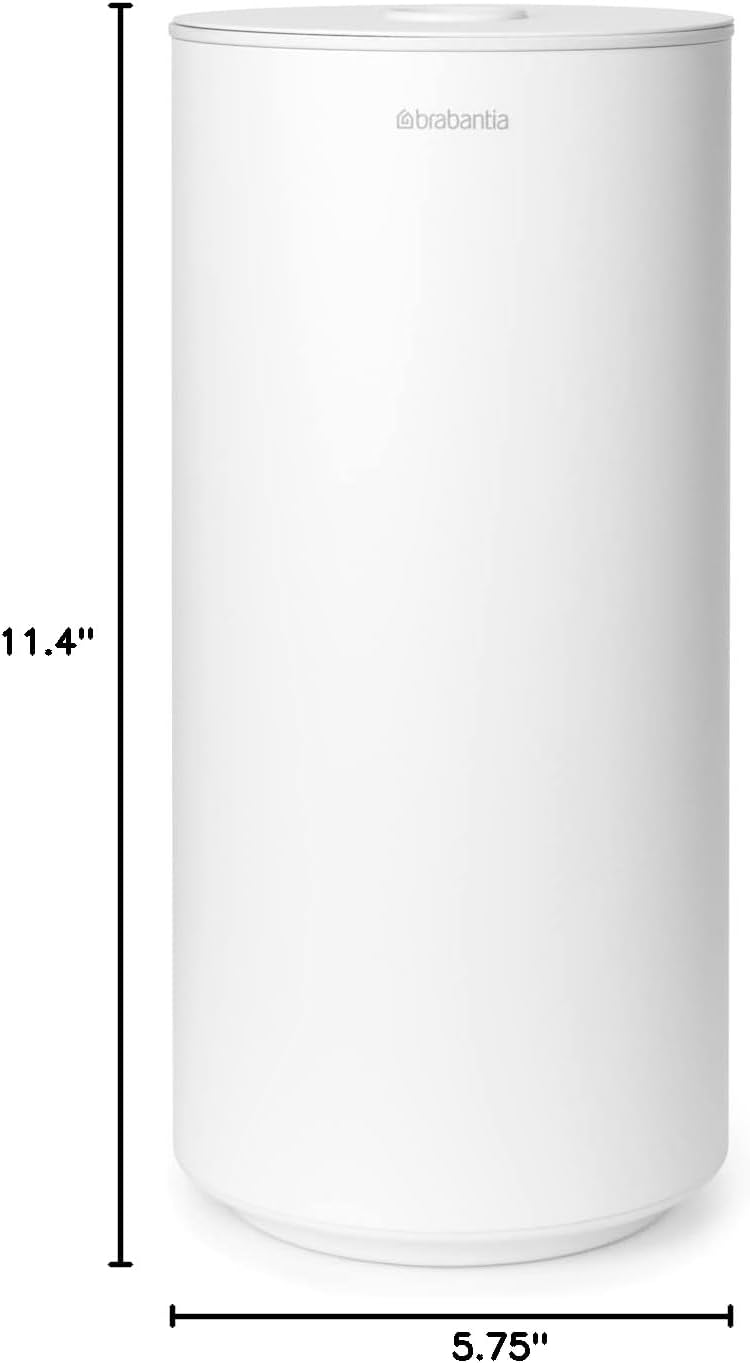 Brabantia Mindset Toilet Roll Dispenser (Mineral Fresh White) Anti-Rust, Discreet Bathroom Tissue Holder, 2 Spare Rolls