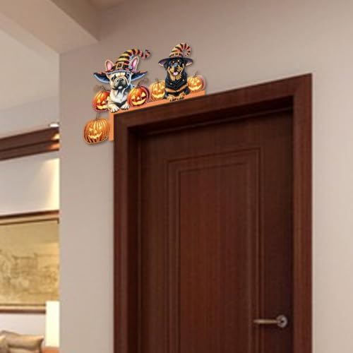 DIY Diamond Art Wooden Door Corner Decoration – Halloween Frame Sign Kit, Creative Wall Art Mosaic Frame Sign for Home Decor & Gifts