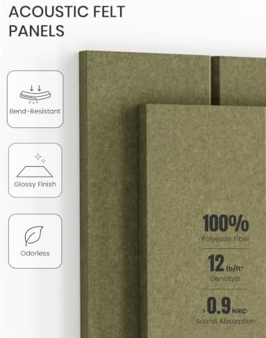 Fluxynara 48" x 36" Large Felt Bulletin Board, Olive Green