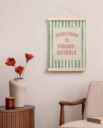 FGFK Preppy Pink and Green Everything Is Figureoutable Inspirational Framed hanging Canvas wall art Poster Prints