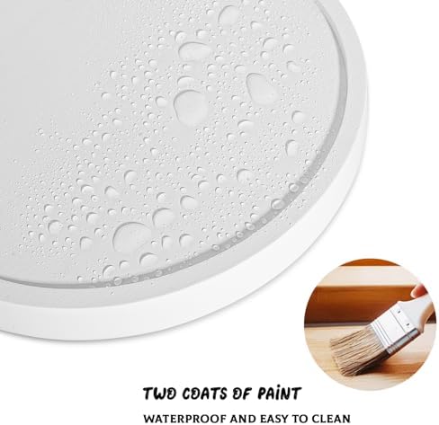 Round Decorative Tray Wood Bathroom Counter Organizer Farmhouse Kitchen Decor / White / Set of 10