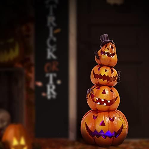 Hodao Halloween Pumpkin Decorations Indoor Orange Stacked Pumpkin Figurine