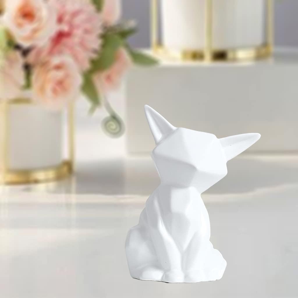 Modern Geometric Fox Statue Ornament Cafe Shopwindow Sculptures Animal Abstract Figurines Statue