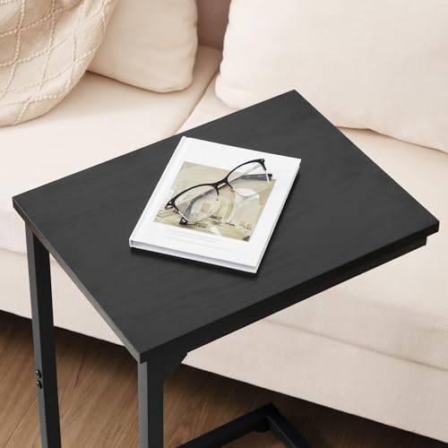 AMHANCIBLE C Shaped End Table, Slide Under Couch Table for Sofa