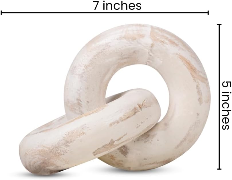 Decorative Wooden Knot / 7 Inch - Knot / White Wash / 7 x 5.2 x 3