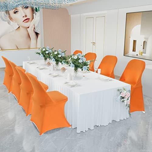HAINARverS Folding Chair Covers for Wedding, 10pcs Orange