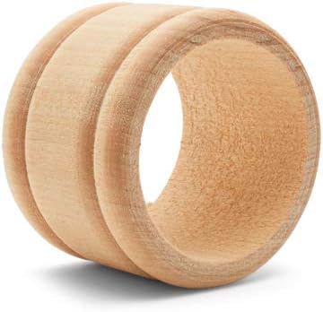 Unfinished Wood Napkin Rings Set of 24, 1-3/4 Inch Wooden Napkin Rings for Decorating and Crafting, Colonial Style, by