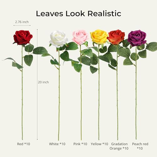 Auihiay 60PCS Artificial Roses, Mix Color Tinted Roses