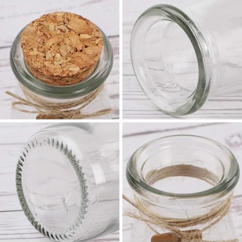 CUCUMI 12pcs 3.4oz Small Glass Jars with Cork Lids Mini Storage Bottles