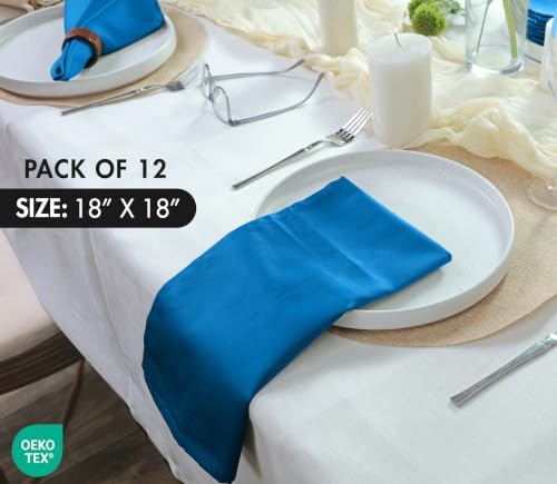 Ruvanti Cloth Napkins Set of 12, Cotton Enrich 18”x18” - Blue