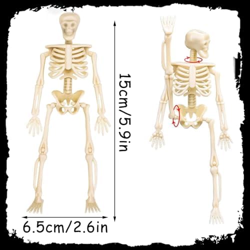 Mini Skeleton Figurines 8 Pcs Plastic Small Skeleton Halloween Decoration