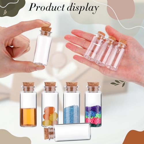 Bokon 100 Packs 15ml Mini Plastic Bottles with Corks Eye Screws Funnels