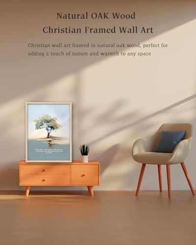 KensTro 12x16 Oak Framed Christian Wall Art, Oaks of Righteousness