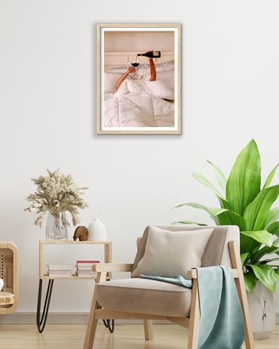 EcoHest 12x16 in Woman Drinking Wine in Bed Canvas Art