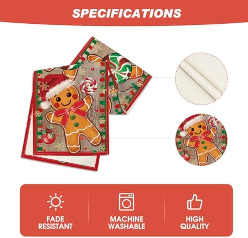 Artoid Mode Gingerbread Xmas Table Runner Home Party Decor 13x36 Inch